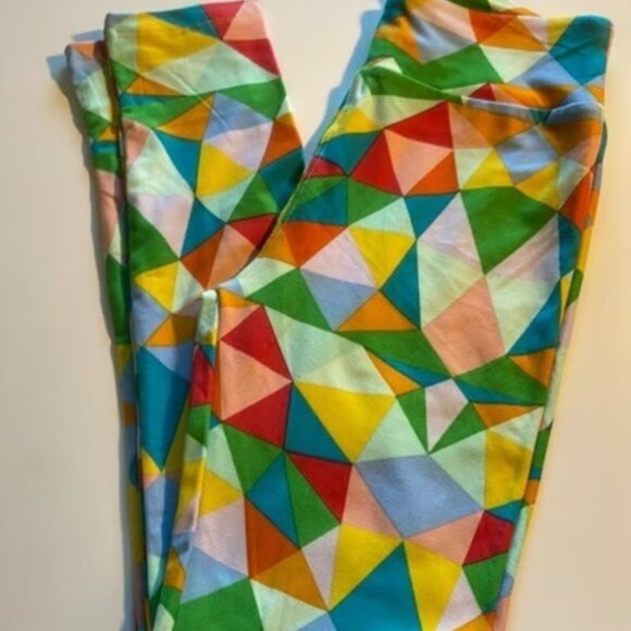 Lularoe Rainbow Multi-Color Colors Leggings Size O/S EUC #M-358 - Picture 5 of 5